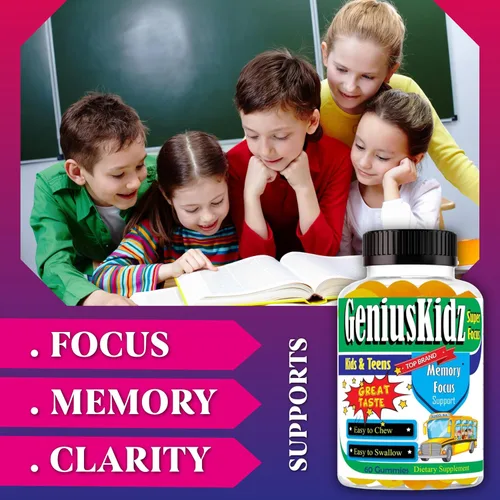 Vista 2 de Celebrity Lifestyle Product Suplemento de enfoque de apoyo cerebral para niños y adolescentes Omega 3 gomita de vitamina memoria y atención