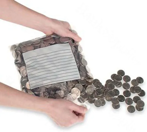Vista 2 de Bolsas de monedas perforadas - Bloque blanco - 9.5 x 9-500/caja