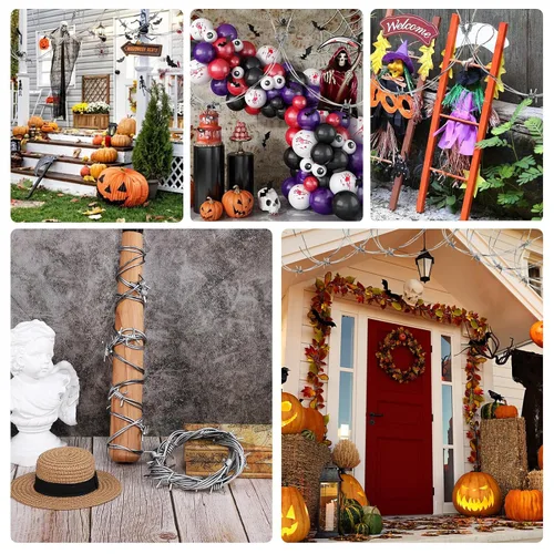 Vista 8 de Decoración de púas plateadas falsas, cinta artificial, cordón de cuero real, guirnalda de plástico para Halloween, 2