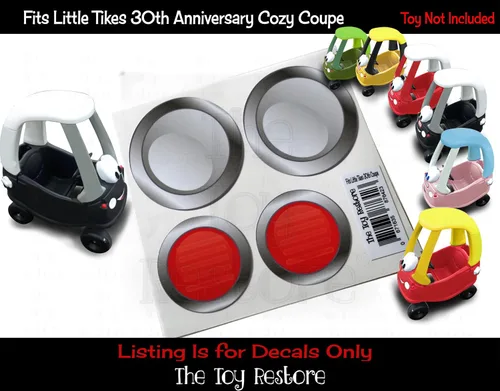 Vista 2 de Toy Restore - Calcomanías de repuesto para Little Tikes 30th Cozy Coupe Car Smooth Car y luces traseras