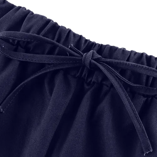 Vista 7 de UQRZAU Pantalones de trabajo para mujer, color sólido, casual, cintura elástica, con cordón y bolsillo lateral, pantalones de lápiz casuales