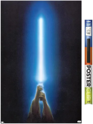 Vista 18 de Trends International Star Wars: Original Trilogy - Póster de pared con sable de luz azul, 22.4 pulgadas de largo x 14.7 W, versión enmarcada