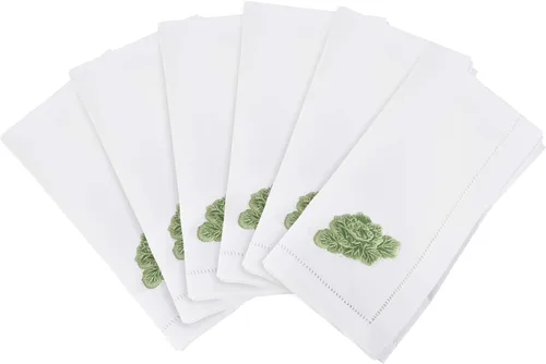 Vista 75 de Juego de 6 servilletas bordadas de magnolia hechas a mano con borde cosido
