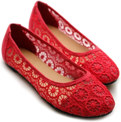 Vista 4 de Ollio Zapato de ballet para mujer con encaje floral transpirable y plano