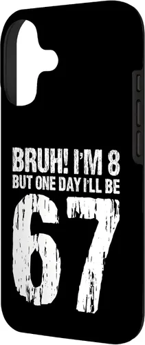 Vista 2 de Bruh I'm 8 But One-Day I'll Be 67 Retro 8th Birthday Kids Case for iPhone 17