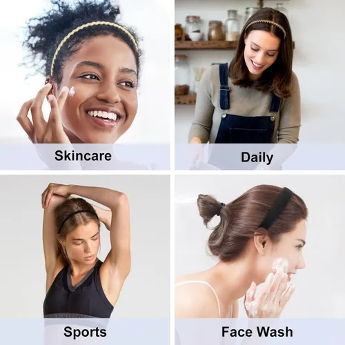 Vista 4 de AKTVSHOW Diademas de plástico antideslizantes para mujeres, 9 piezas de diadema fina con dientes, bandas para el cabello sin esfuerzo para mujeres