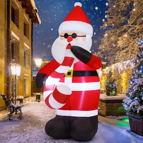 Vista 2 de COMIN Inflables de Navidad de 8 pies para decoración al aire libre, saxofón inflable de Papá Noel con LED integrados para Navidad, interiores