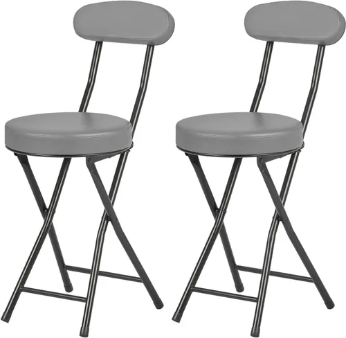 Vista 8 de Taburetes plegables acolchados acolchados, taburete de bar plegable con respaldo, capacidad de 220 libras, silla plegable redonda plegable portátil