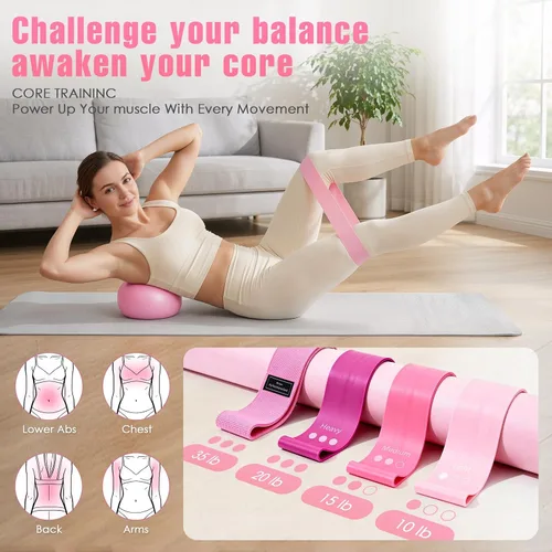 Vista 3 de Pilates Kit, Pilates Equipment for Home Workouts, Home Pilates Essentials Kit for Women with Pilates Ring and Ball Set, Socks, Ankle Resistance