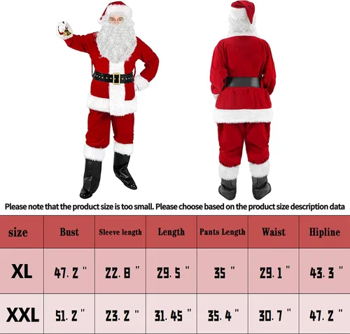 Vista 2 de AWZNG Traje de Papá Noel para adultos y hombres, disfraz de Papá Noel, 11 piezas, terciopelo profesional de lujo, para adultos, conjunto de cosplay