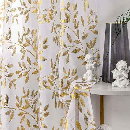 Vista 58 de Deeprove Cortinas traslúcidas color aguamarina y dorado de 63 pulgadas de largo, 2 paneles para decoración de dormitorio, cocina, decoración