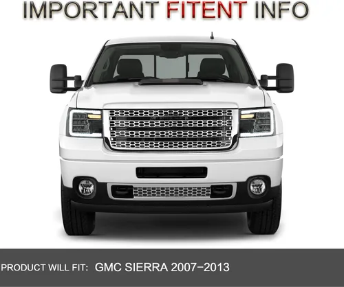 Vista 6 de VLAND Conjunto de Faros Compatible con GMC Sierra 2007-2013 1500HD 2500HD 3500HD, LED Completo, Plug-and-play, Cuenco Reflector