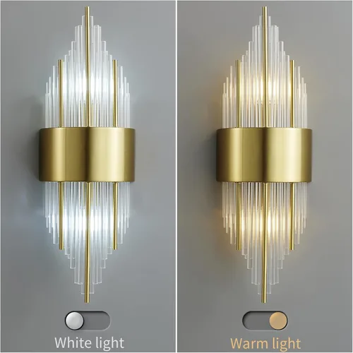 Vista 5 de Lámparas doradas para tocador de baño, aplique de pasillo con pantalla de cristal, lámparas de baño sobre espejo, luces de pared interiores