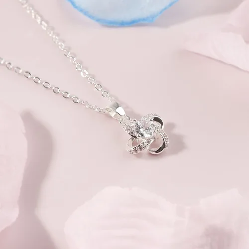 Vista 4 de Regalos de cumpleaños para mujer, collar de cumpleaños número 40, 50, 60, 70, 80, 90, collar de nudo de amor de circón, regalos para cumpleaños