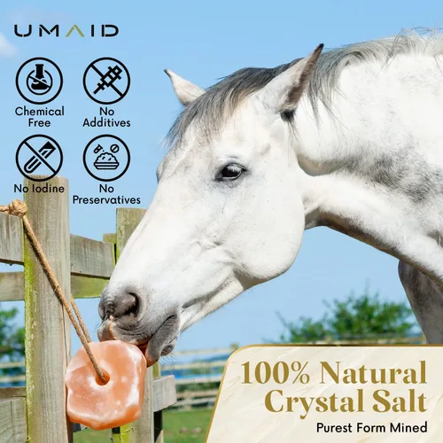 Vista 3 de UMAID Sal del Himalaya para lamer 6 libras en cuerda para animales de caballo, ciervo, cabra y ganado, bloque de sal del Himalaya, 1 paquete