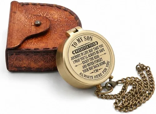 Vista 9 de Compass Gift for Mom/Dad, Vintage Engraved Pocket Compass Customized Gifts for Women/Men, Boy, Girl, Son, Daughter, Grandson & Granddaughter