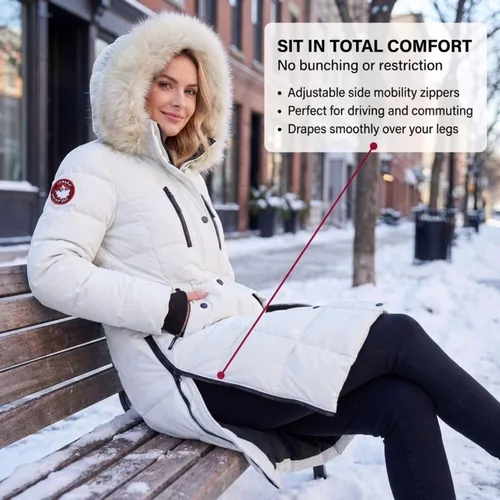 Vista 4 de CANADA WEATHER GEAR - Abrigo largo acolchado para mujer - Parka con capucha de piel sintética resistente al viento y al agua para invierno Blanco