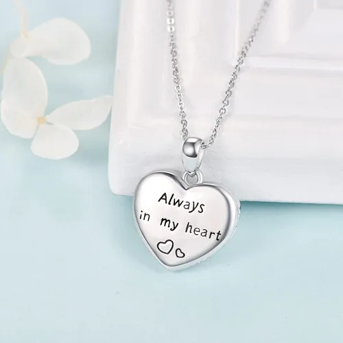 Vista 4 de Paw Print HeartTree of LifeDream CatherButterflySunflower Locket Necklace Sterling Silver Picture Photo Necklace for Women Girls