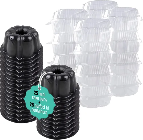 Vista 8 de O'CREME Contenedor de poliestireno con tapa con bisagras de 6 pulgadas de ancho x 3.1 pulgadas de alto para mini molde para tartas, paquete de 25