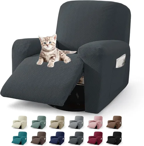 Vista 43 de JIVINER Fundas reclinables de gran tamaño de 3 piezas para sillón reclinable grande con bolsillos, tela jacquard elástica Lazy Boy funda para sofá