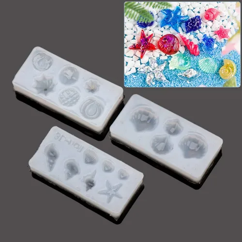 Vista 4 de XIANSHI Nuevo molde de silicona con forma de concha de concha de concha de mar, 3 piezas, plantilla de arte de uñas, moldes de silicona