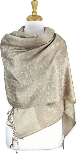 Vista 2 de PASKMLNA Estola de bufanda de pashmina jacquard de cachemira