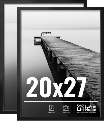 Vista 31 de LaVie Home Paquete de 2 marcos de fotos 2x3, marco de exhibición 2 x 3, marco de 2x3 negro con plexiglás HD, marco de exhibición para vertical u