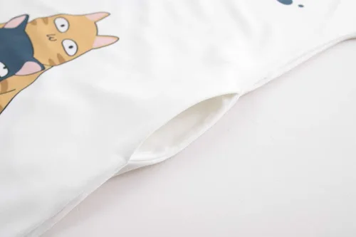 Vista 7 de Camisón de manga corta para niñas grandes, con estampado de gatos encantadores, vestido de dormir