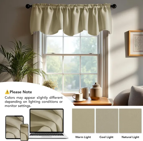 Vista 4 de Cenefas Deconovo festoneadas para cortinas pequeñas para oscurecimiento con barra de cortina sólida