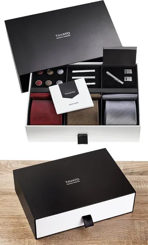 Vista 16 de Juego de corbata de regalo para hombre, corbata sedosa, bolsillo cuadrado, clips de corbata, gemelos para hombres