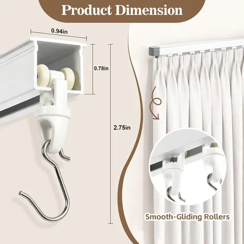 Vista 4 de Riel de cortina de techo – Riel telescópico resistente de 50 libras, montaje de techo y pared de instalación rápida para RV, dormitorio y baño, se