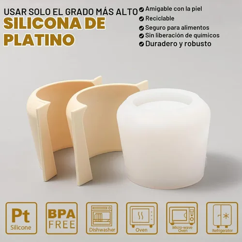 Vista 3 de BOOWAN NICOLE Tarros de velas Moldes de hormigón, moldes de silicona trapezoidales para olla de vela con tapas para decoración del hogar (SH0974-1)