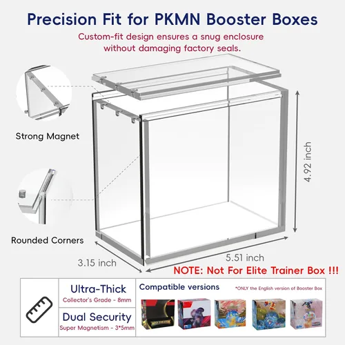 Vista 2 de PKMN Booster Box - Estuche protector de acrílico (1 unidad), caja de exhibición de acrílico transparente ultra gruesa de 6/0.315 in con ranura
