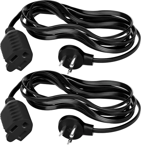 Vista 7 de Elecan Cable de extensión de enchufe plano de 12 pies con diseño de enchufe delgado que ahorra espacio, cable plano delgado de bajo perfil, cable