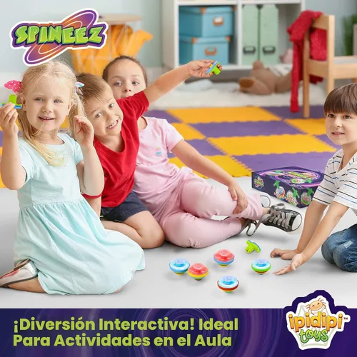 Vista 4 de IPIDIPI TOYS Spineez - Paquete de 12 juguetes giratorios LED para niños, ideales para rellenar calcetines navideños para niños, recuerdos de fiesta