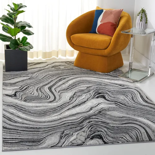 Vista 13 de SAFAVIEH Meadow Collection - Alfombra para pasillo, 2 x 7 pies, azul y gris, diseño abstracto moderno, no desprende pelusa y de fácil cuidado, ideal