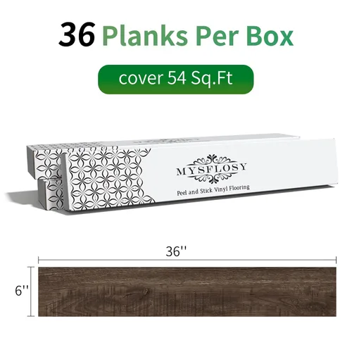 Vista 6 de Mysflosy Piso de Vinilo Autoadhesivo, 36 Piezas - 6 x 36 pulgadas, Piso de Grano de Madera Natural para Despegar y Pegar, Impermeable