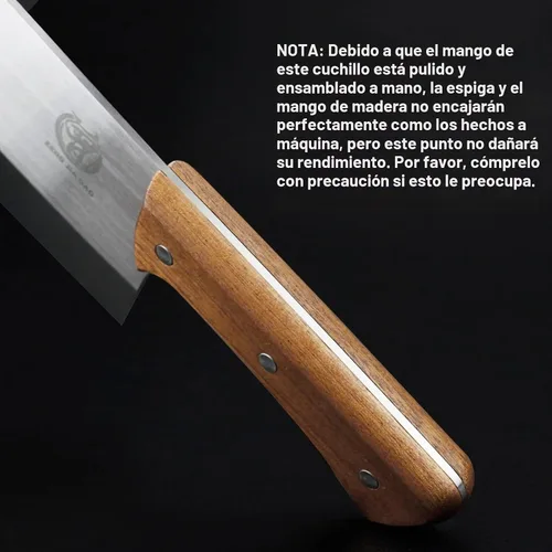 Vista 3 de Cuchillo de carnicero resistente de 7 pulgadas, cuchillo de carnicero para cortar huesos, acero inoxidable alemán de alto carbono, mango de madera