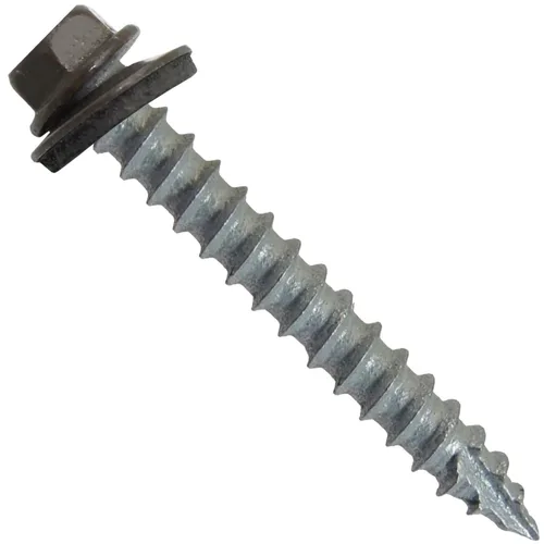 Vista 150 de TORNILLOS PARA TECHOS DE METAL #14: (250) Tornillos x 1" ABC GRIS Tornillo para techo de chapa metálica con cabeza hexagonal y arandela.