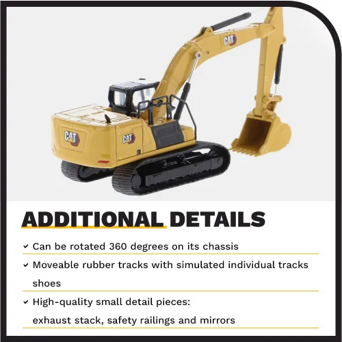 Vista 5 de Diecast Masters Excavadora hidráulica de próxima generación Caterpillar 336 a escala 1:87 Camión coleccionable para gatos y equipos