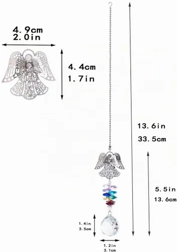 Vista 2 de Atrapasoles de ángel de la guarda de cristal para decoración de espejo Estilo-5