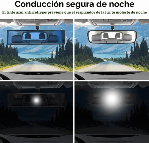 Vista 3 de JOYTUTUS Espejo retrovisor, universal de 11.81 pulgadas, panorámico, convexo, retrovisor interior con clip, espejo gran angular para reducir
