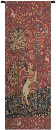 Vista 7 de Charlotte Home Furnishings Inc - Tapiz europeo de tela jacquard belga para colgar en la pared, 37 x 26 pulgadas, unicornio en cautiverio, medieval