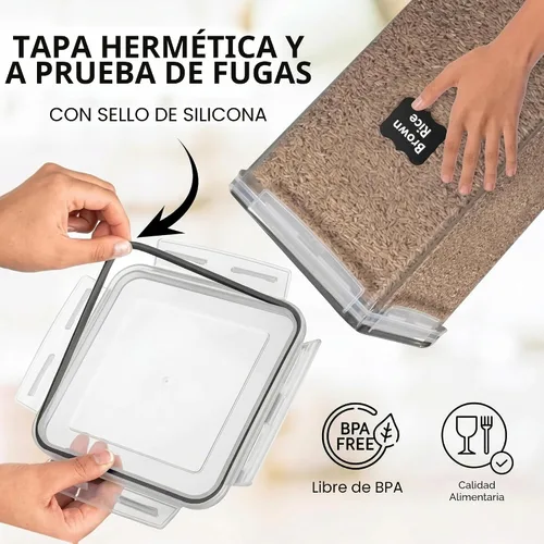 Vista 6 de SUMINISTROS WHITE FEATHER 2 PC [2,09 L / 70,6 Oz] Recipientes Grandes de Almacenamiento de Alimentos con Tapas Herméticas - BPA Libre, Plástico