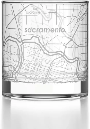 Vista 20 de Well Told Vaso de rocas grabado con mapa de Akron, Ohio, cristalería estilo antiguo (325ml, transparente) Vaso de bourbon grabado, regalos