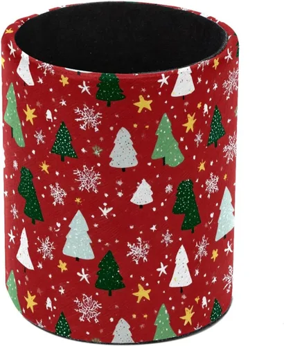 Vista 22 de Taza de PVC para escritorio, bastones de caramelo de Papá Noel rojo para organizador de bolígrafos de escritorio, soporte para brochas de maquillaje