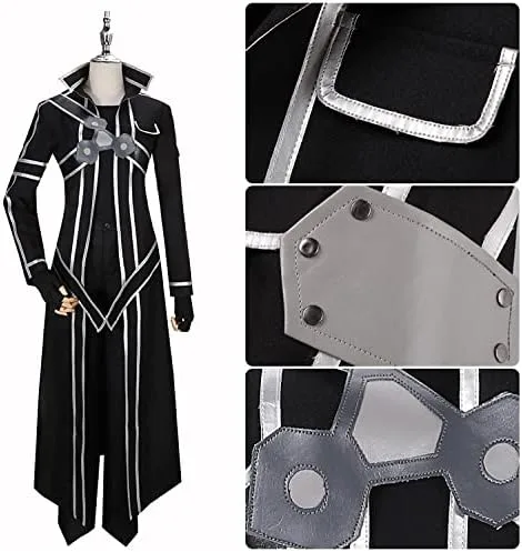Vista 9 de Disfraz de anime Sword Art Online SAO Anime Kazuto Kirigaya Kirito Cosplay