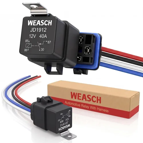 Vista 12 de Kit de Relé Impermeable, 12V 40A, 4 Pines SPST, Cables de Cobre Estañado de Servicio Pesado 14 AWG, Conjunto de Relé Automotriz y Arnés