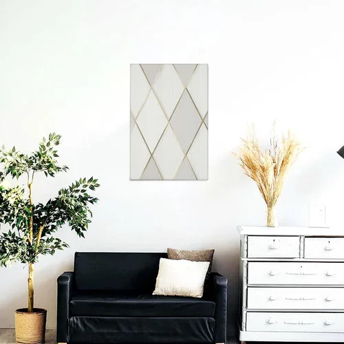 Vista 5 de Lienzo decorativo para pared, cuadros personalizados, perfil geométrico, marfil, dorado, cuadros de pared, arte moderno, lienzo enmarcado, póster