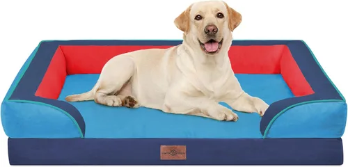 Vista 37 de Comfort Expression - Cama ortopédica para perros medianos, 28 x 19 pulgadas, cama impermeable y de apoyo de espuma con cojines removibles, sofá